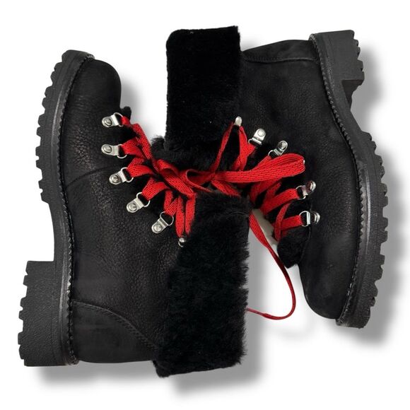 J.Crew Women’s Nordic Snow Hiker Boots Black Shearling Size 8M - Picture 7 of 11